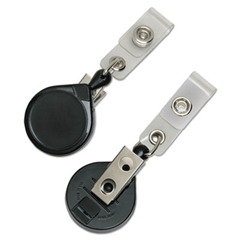 Advantus Metal Badge Reel/Carabiner Set 24 Extension Black 5/Pack