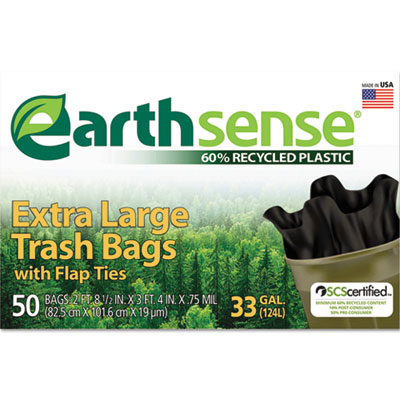 WEB GES6TL50 - $16.97 - Large Trash Bags, 33gal, .75mil, 32.5 x 40, Black,  50 Bags/Box